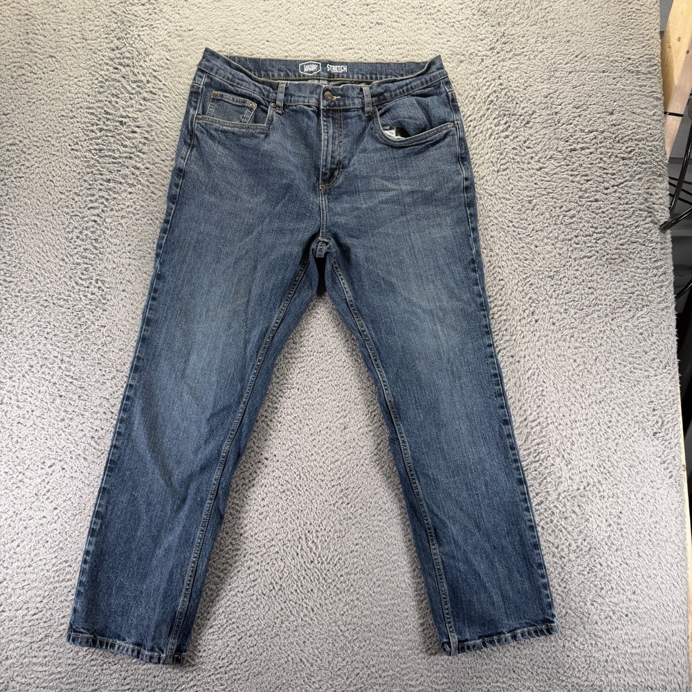 Berkley Jensen Jeans Men 34x29 Blue Cotton Denim Straight Workwear Faded Stretch